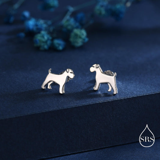 Schnauzer Dog Stud Earrings in Sterling Silver, Available in Silver or Gold or Rose Gold, Cute Dog Earrings, Animal Earrings, Pet Lover
