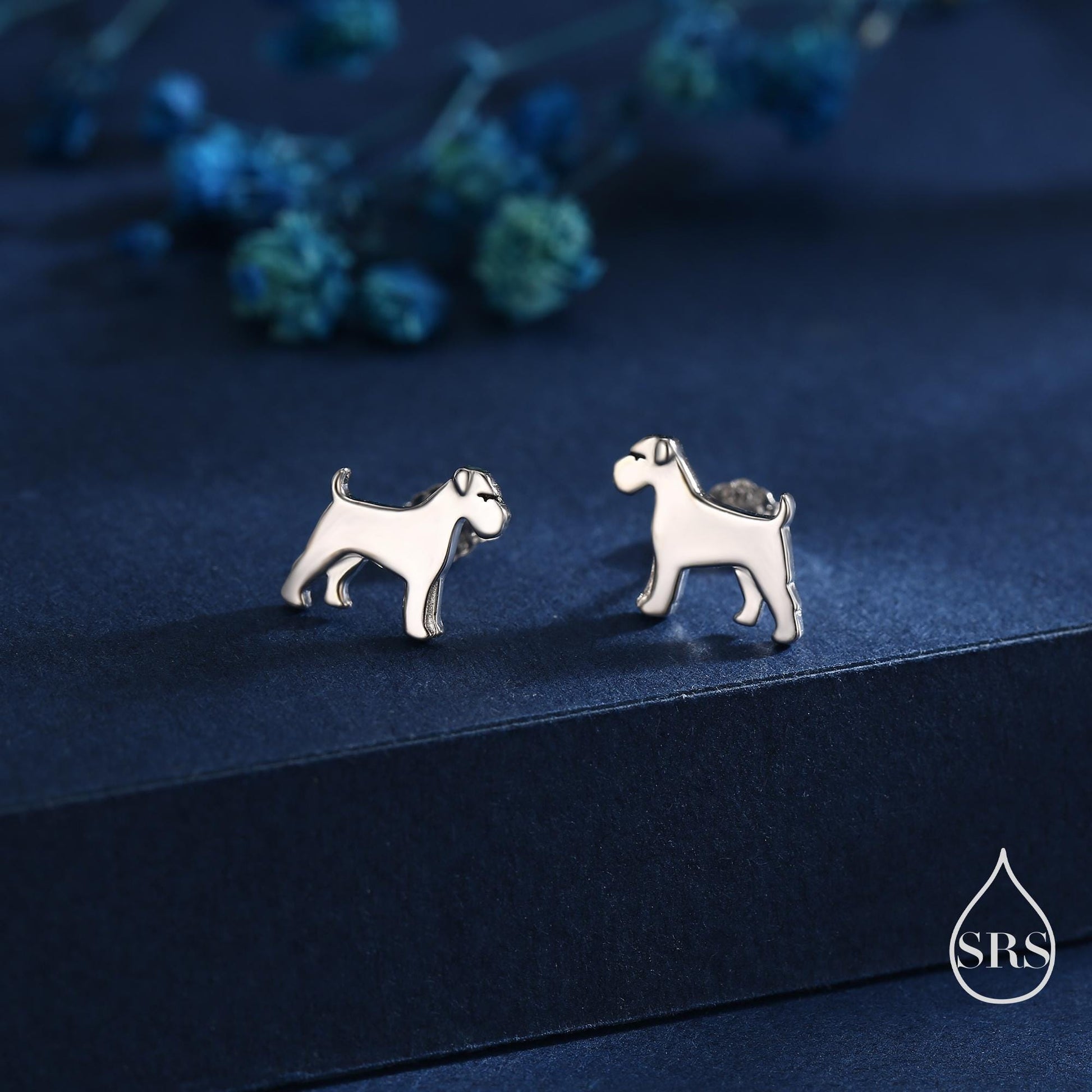 Schnauzer Dog Stud Earrings in Sterling Silver, Available in Silver or Gold or Rose Gold, Cute Dog Earrings, Animal Earrings, Pet Lover