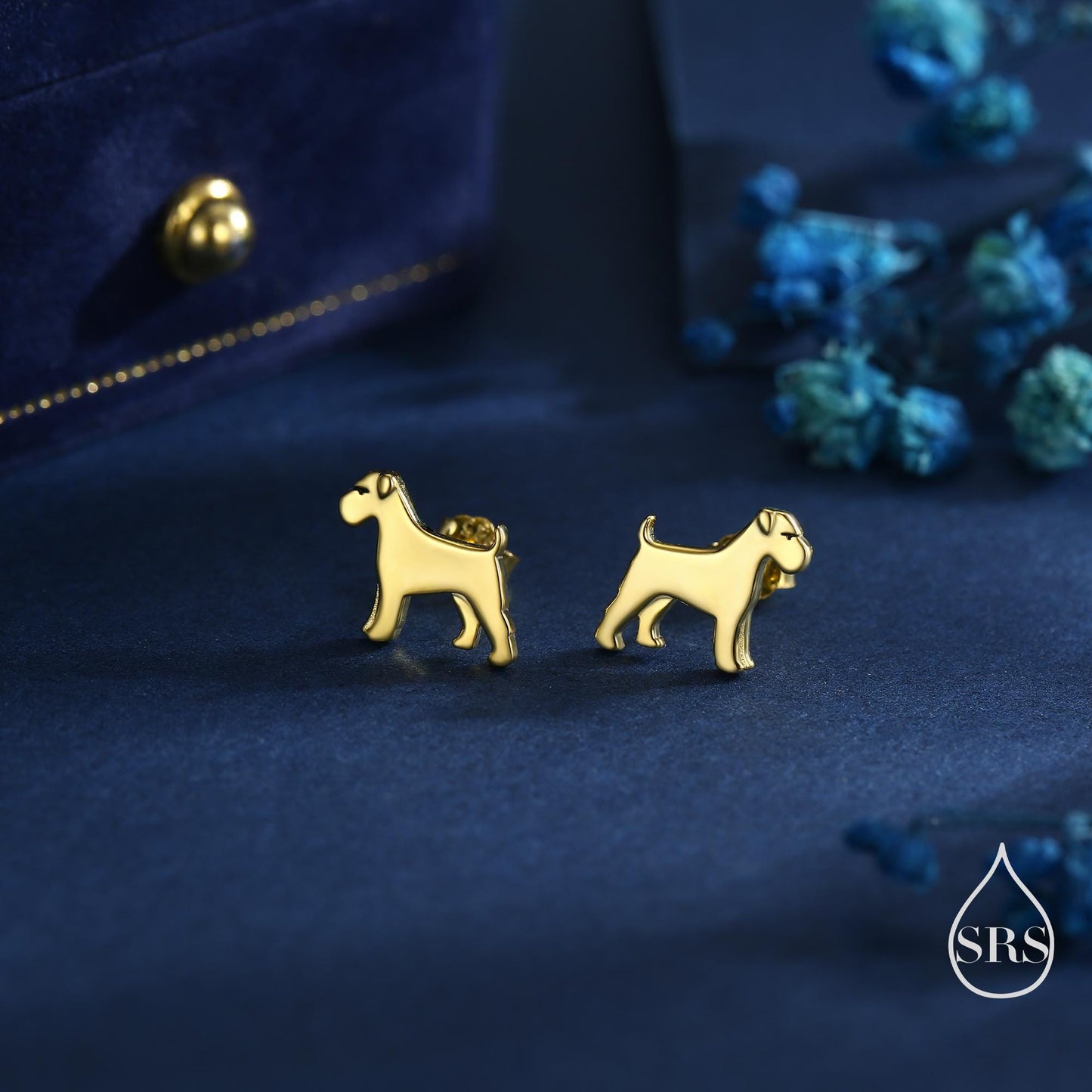 Schnauzer Dog Stud Earrings in Sterling Silver, Available in Silver or Gold or Rose Gold, Cute Dog Earrings, Animal Earrings, Pet Lover