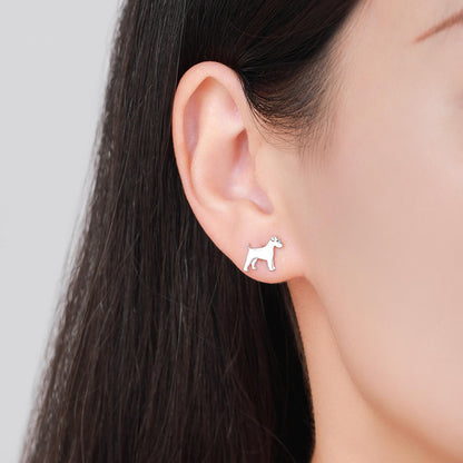 Schnauzer Dog Stud Earrings in Sterling Silver, Available in Silver or Gold or Rose Gold, Cute Dog Earrings, Animal Earrings, Pet Lover