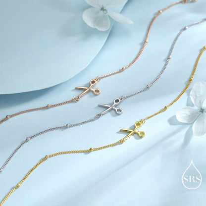 Scissors Bracelet in Sterling Silver, Silver or Gold or Rose gold, Satellite Bracelet, Solid Silver Scissors Bracelet