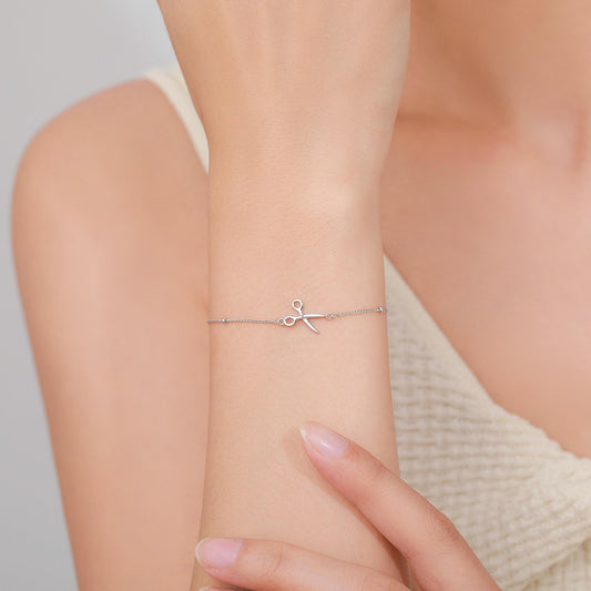 Scissors Bracelet in Sterling Silver, Silver or Gold or Rose gold, Satellite Bracelet, Solid Silver Scissors Bracelet