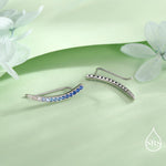 Ombre Sapphire Blue CZ Crawler Earrings in Sterling Silver, Silver or Gold, Gradient Colour Ear Crawlers, September Birthstone Ear Climbers
