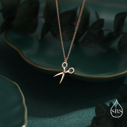 Very Small Scissors Pendant Necklace in Sterling Silver, Silver, Gold or Rose Gold, Cute Scissors Necklace, Silver Scissors Necklace