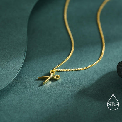 Very Small Scissors Pendant Necklace in Sterling Silver, Silver, Gold or Rose Gold, Cute Scissors Necklace, Silver Scissors Necklace