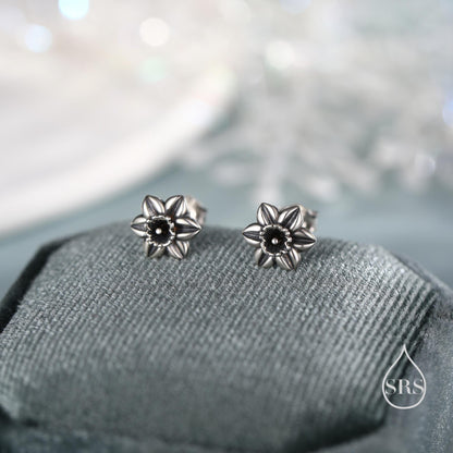 Daffodil Stud Earrings in Sterling Silver, Tiny Flower Earrings, Three Finishes, Daffodil Earrings, March Birth Flower, Gold or Rose Gold