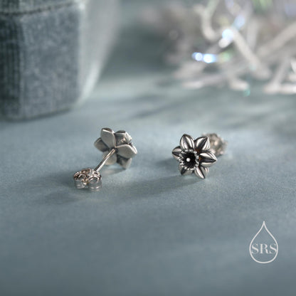 Daffodil Stud Earrings in Sterling Silver, Tiny Flower Earrings, Four Finishes, Daffodil Earrings, March Birth Flower, Gold or Rose Gold