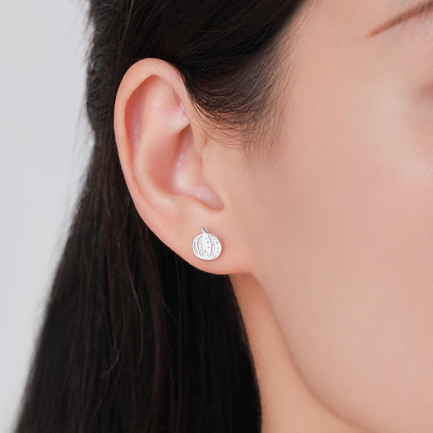 Pumpkin Squash Stud Earrings in Sterling Silver, Silver, Gold or Rose Gold, Small Stripy Pumpkin Earrings, Halloween Earrings