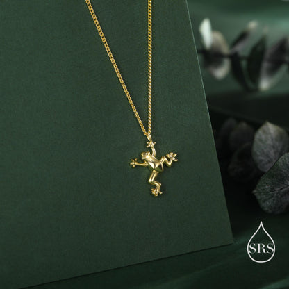Tiny Frog Pendant Necklace in Sterling Silver, Silver, Gold or Rose Gold Finish, Delicate Frog Necklace