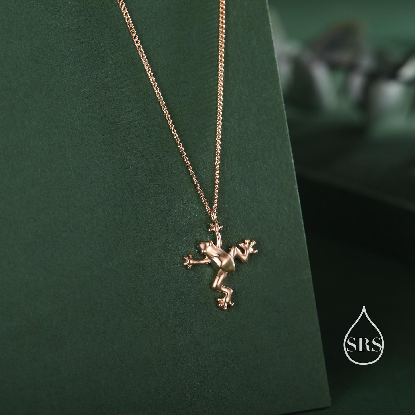 Tiny Frog Pendant Necklace in Sterling Silver, Silver, Gold or Rose Gold Finish, Delicate Frog Necklace