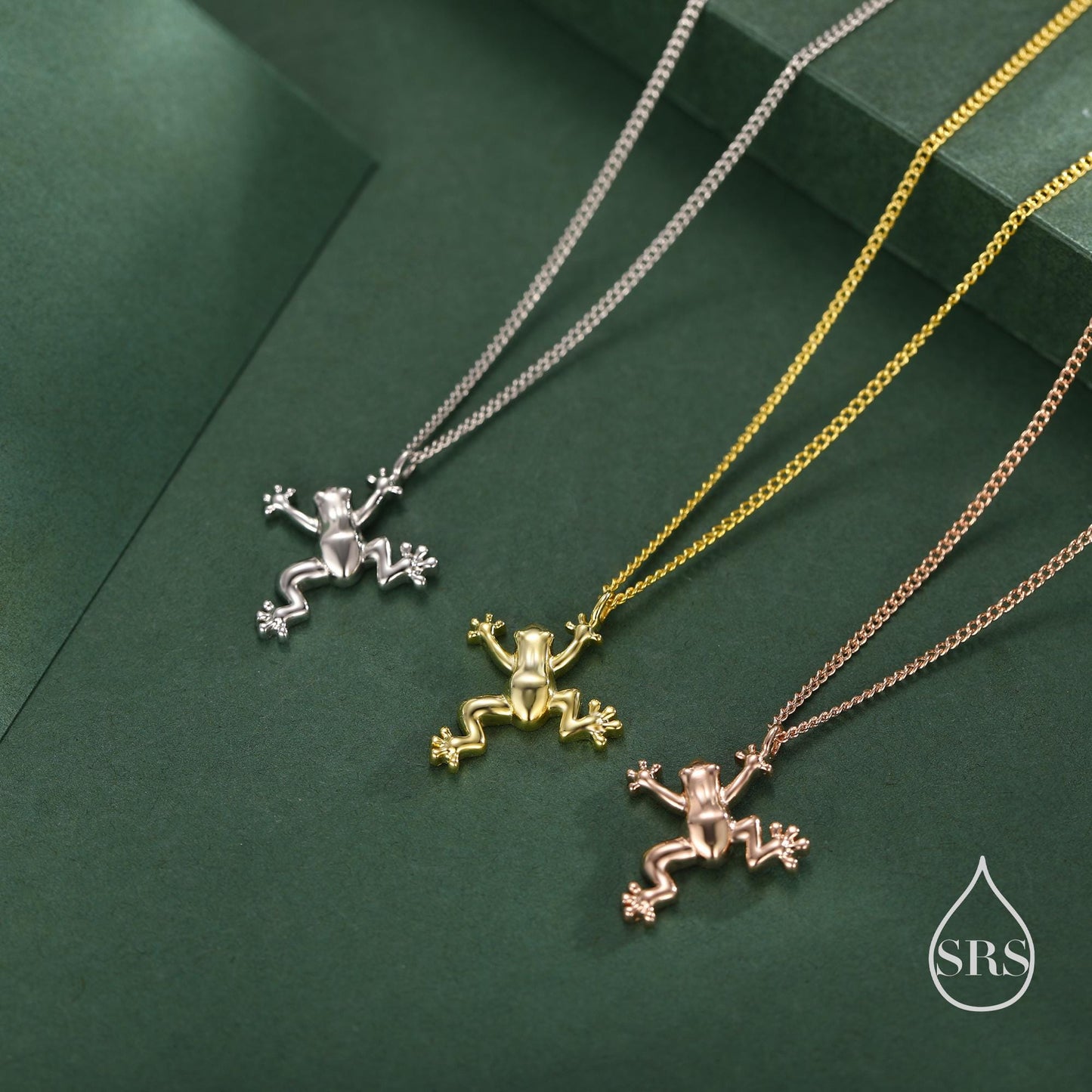 Tiny Frog Pendant Necklace in Sterling Silver, Silver, Gold or Rose Gold Finish, Delicate Frog Necklace