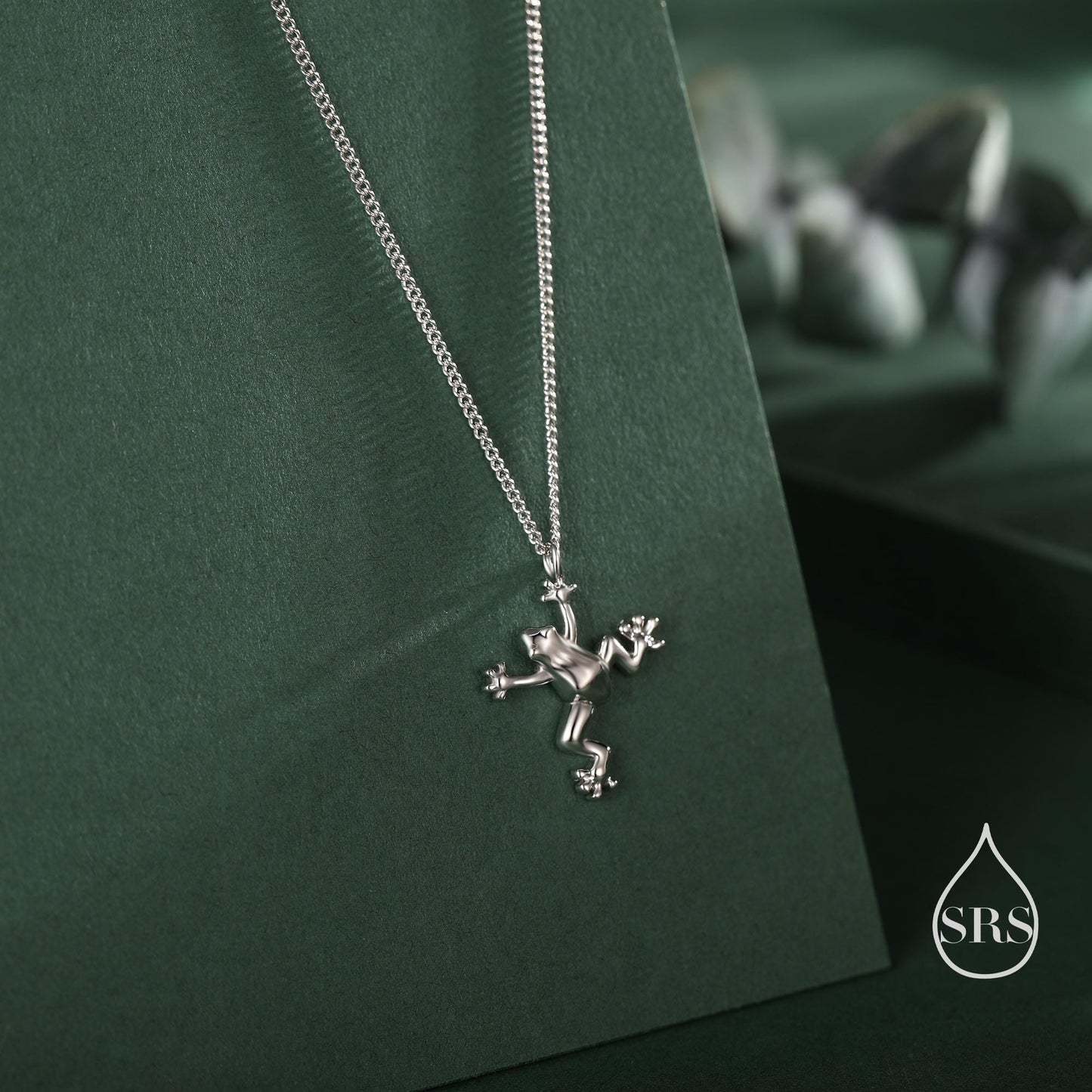 Tiny Frog Pendant Necklace in Sterling Silver, Silver, Gold or Rose Gold Finish, Delicate Frog Necklace