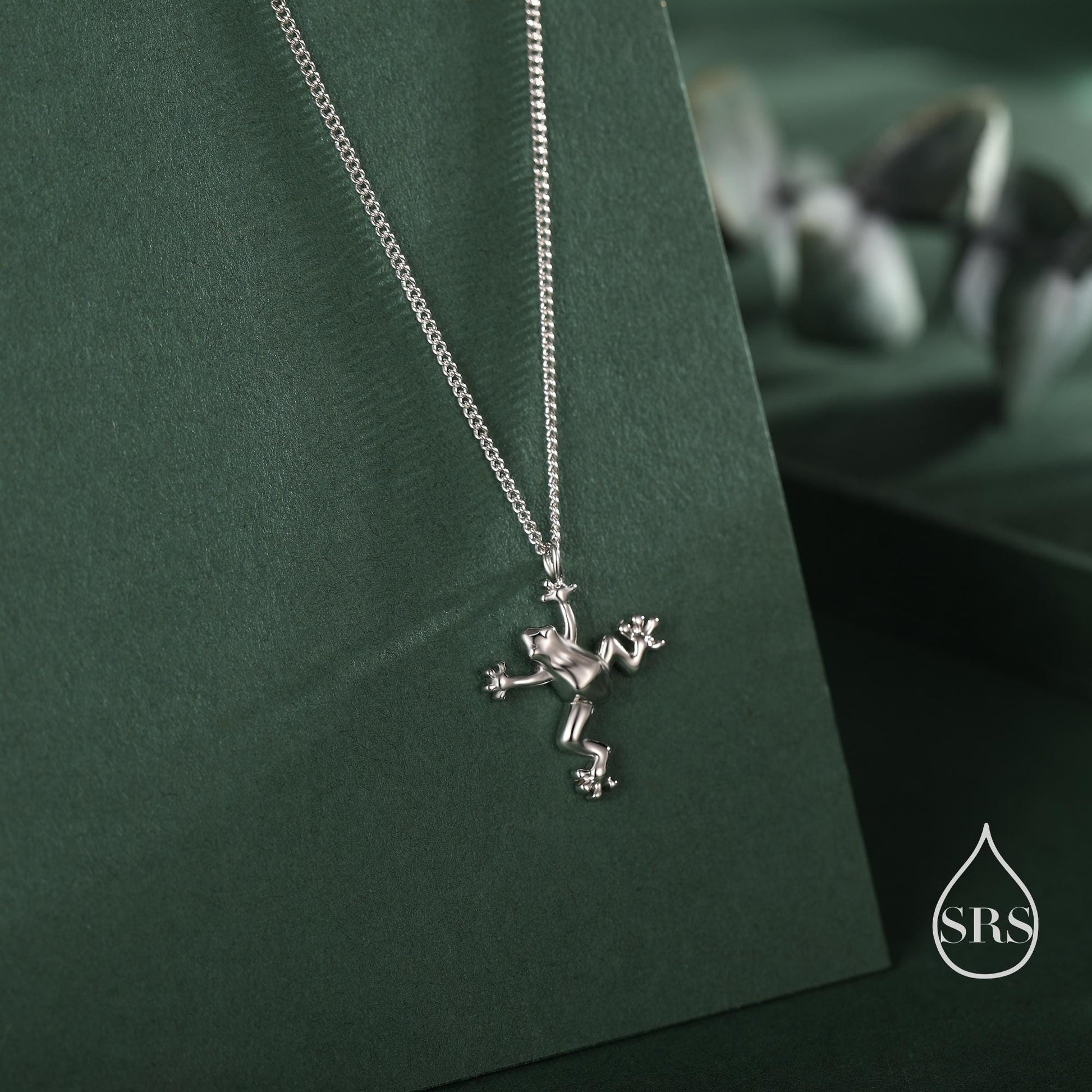 Tiny Frog Pendant Necklace in Sterling Silver, Silver, Gold or Rose Gold Finish, Delicate Frog Necklace