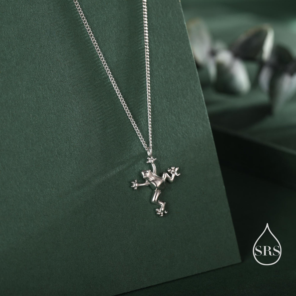 Tiny Frog Pendant Necklace in Sterling Silver, Silver, Gold or Rose Gold Finish, Delicate Frog Necklace