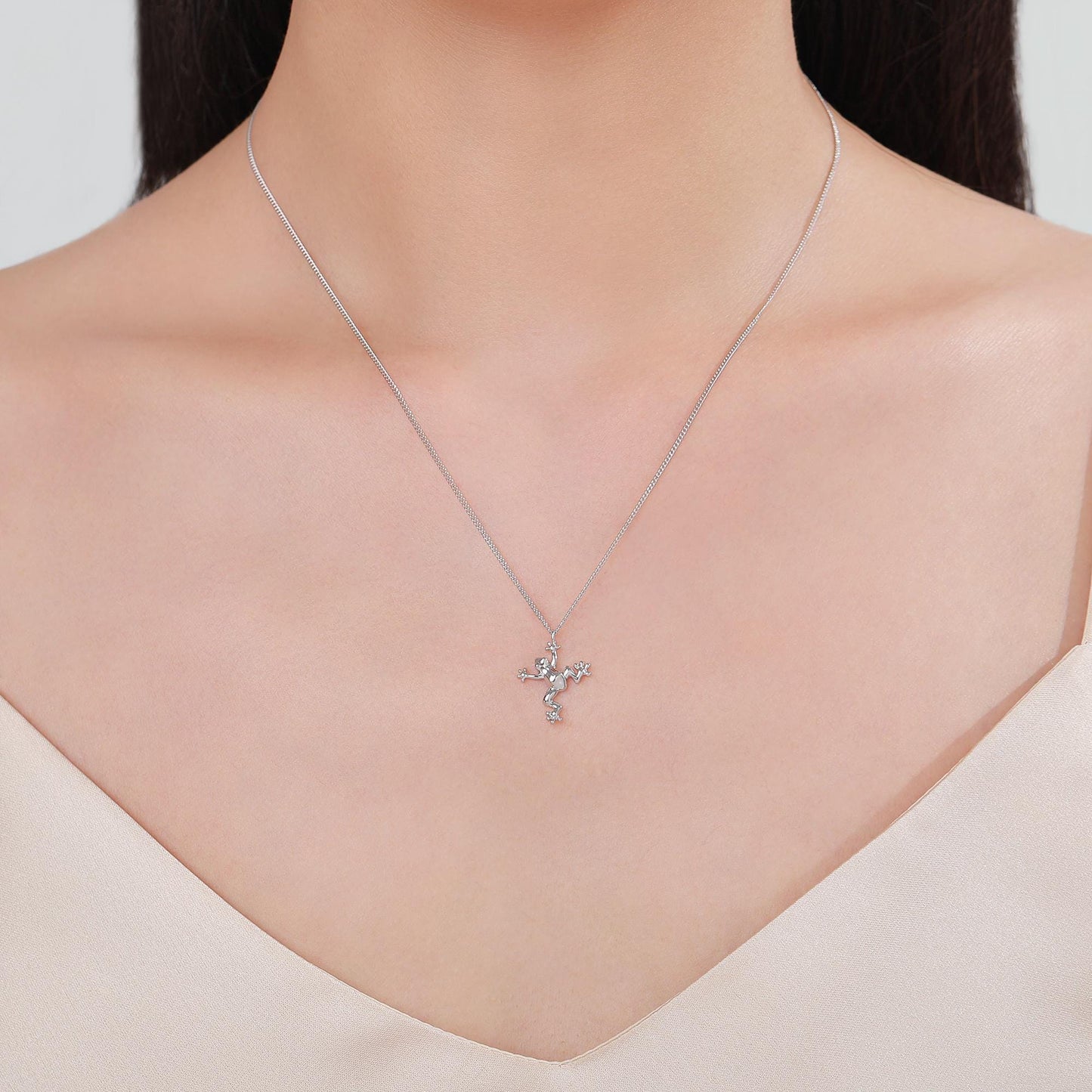 Tiny Frog Pendant Necklace in Sterling Silver, Silver, Gold or Rose Gold Finish, Delicate Frog Necklace