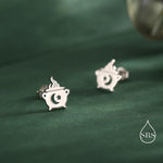 Tiny Cauldron Stud Earrings in Sterling Silver, Silver, Gold or Rose Gold, Small Halloween Earrings