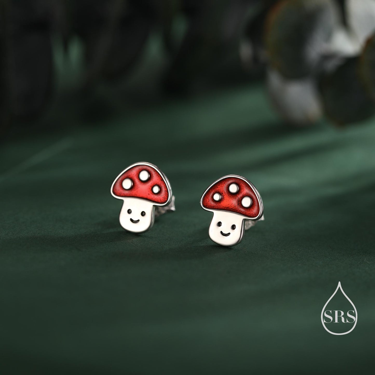 Cute Mushroom Stud Earrings in Sterling Silver, Silver or Gold Finish, Small Mushroom Earrings