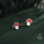 Cute Mushroom Stud Earrings in Sterling Silver, Silver or Gold Finish, Small Mushroom Earrings