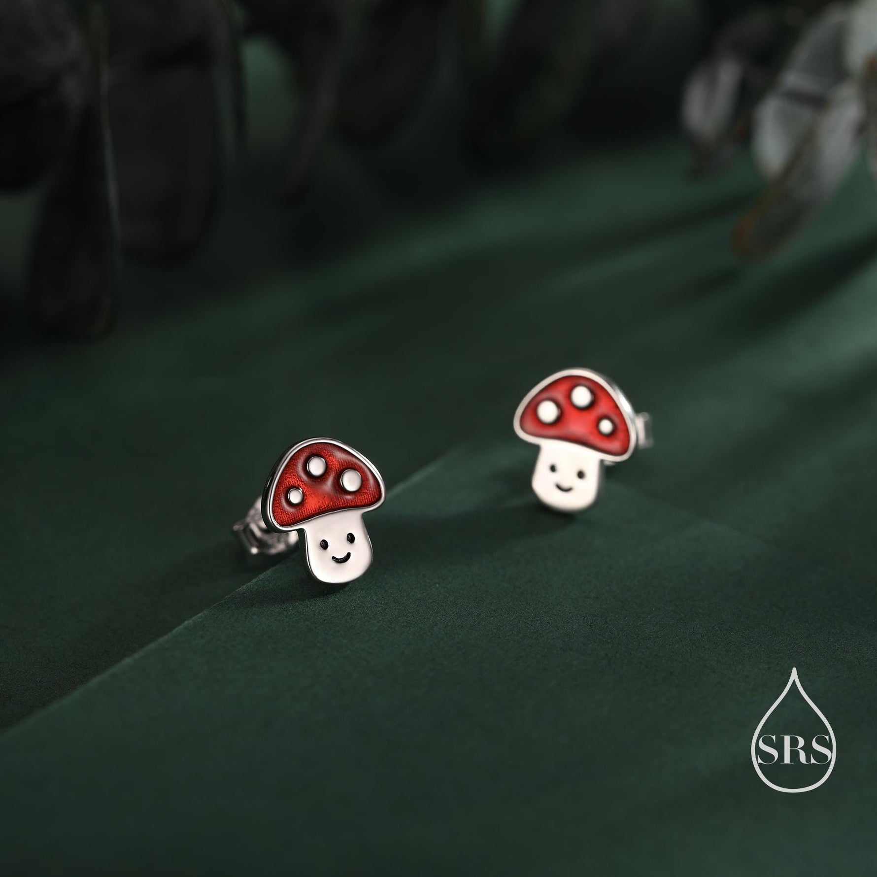 Cute Mushroom Stud Earrings in Sterling Silver, Silver or Gold Finish, Small Mushroom Earrings