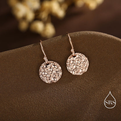 Hammered Disks Dangle Drop Earrings in Sterling Silver, Silver or Gold or Rose Gold, Minimalist Hammered Disk Earrings
