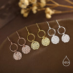Hammered Disks and Circle Dangle Drop Earrings in Sterling Silver, Silver, Gold or Rose Gold, Minimalist Hammered Disk Earrings