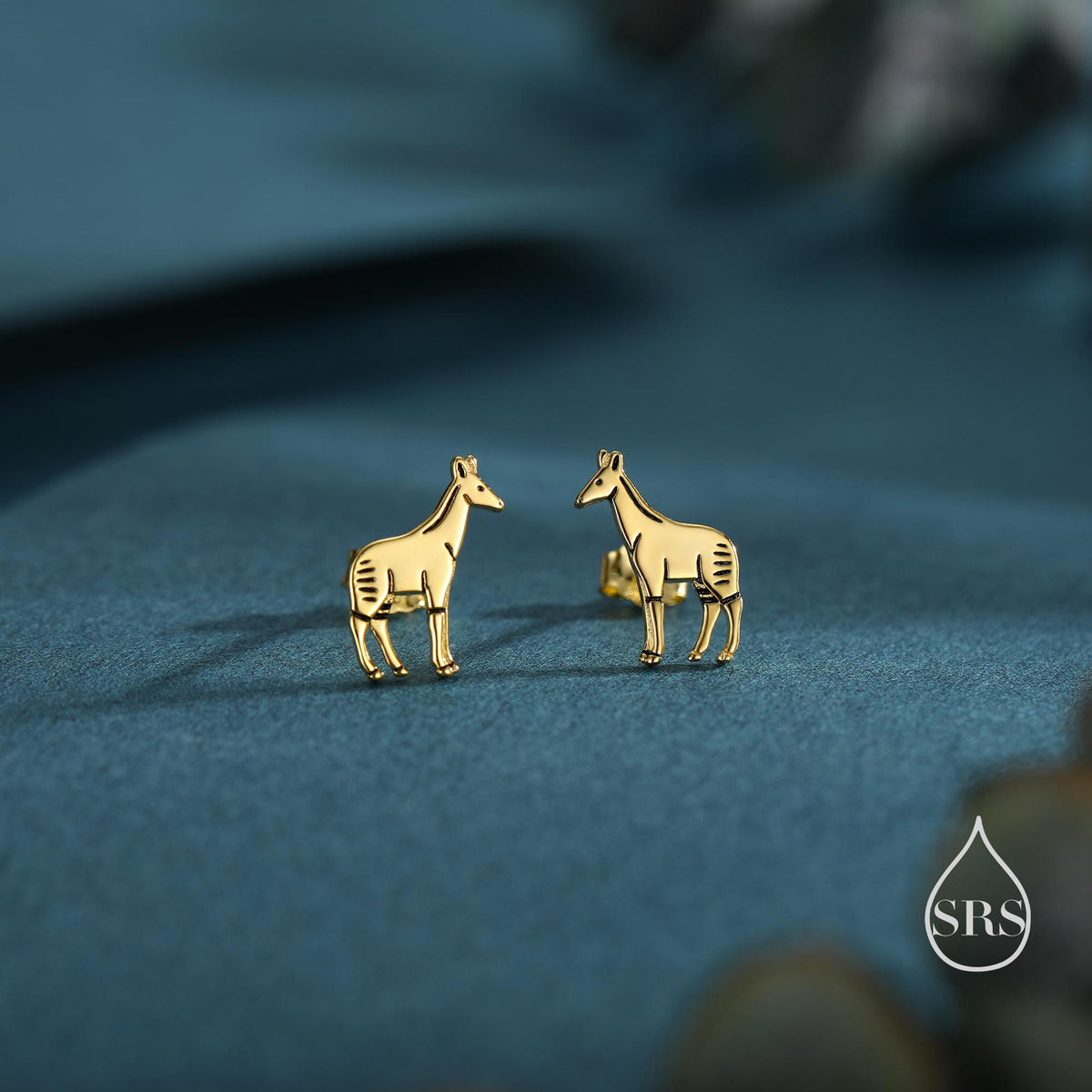 Tiny Okapi Stud Earrings in Sterling Silver, Silver or Gold or Rose Gold, Cute Okapi Earrings, Nature Inspired Animal Earrings