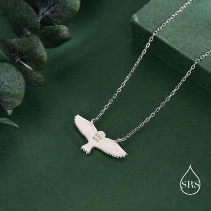 Flying Barn Owl Pendant Necklace in Sterling Silver, Owl Necklace, Silver Barn Owl Necklace, Bird Necklace, Animal Necklace