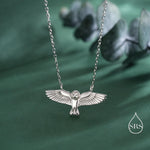 Flying Barn Owl Charm Necklace
