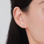 Star Trio 16G Internally Threaded Flat Back Earrings in Sterling Silver