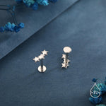 Star Trio 16G Internally Threaded Flat Back Earrings in Sterling Silver