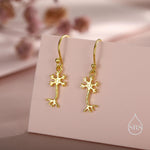 Tiny Neuron Cell Drop Hook Earrings in Sterling Silver, Silver or Gold, Neurone Cell Earrings, Nerve Cells Earrings, Brain Earrings