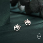 Carved Pumpkin Stud Earrings in Sterling Silver, Silver, Gold or Rose Gold, Fun and Quirky Pumpkin Earrings, Halloween Earrings