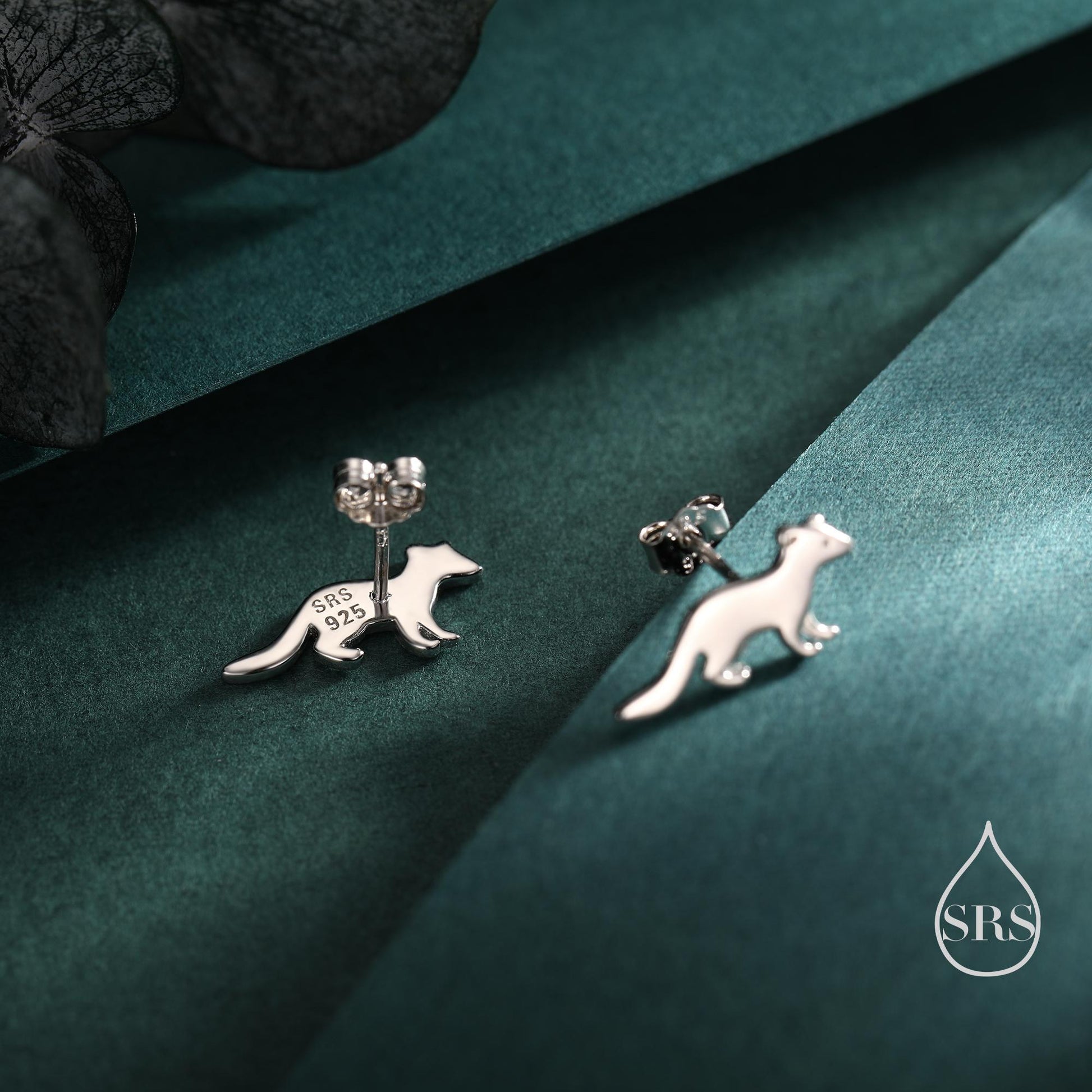 Sterling Silver Very Cute Weasel Stud Earrings, Available in Silver, Gold or Rose Gold Finish, Fun and Quirky, Nature Inspired