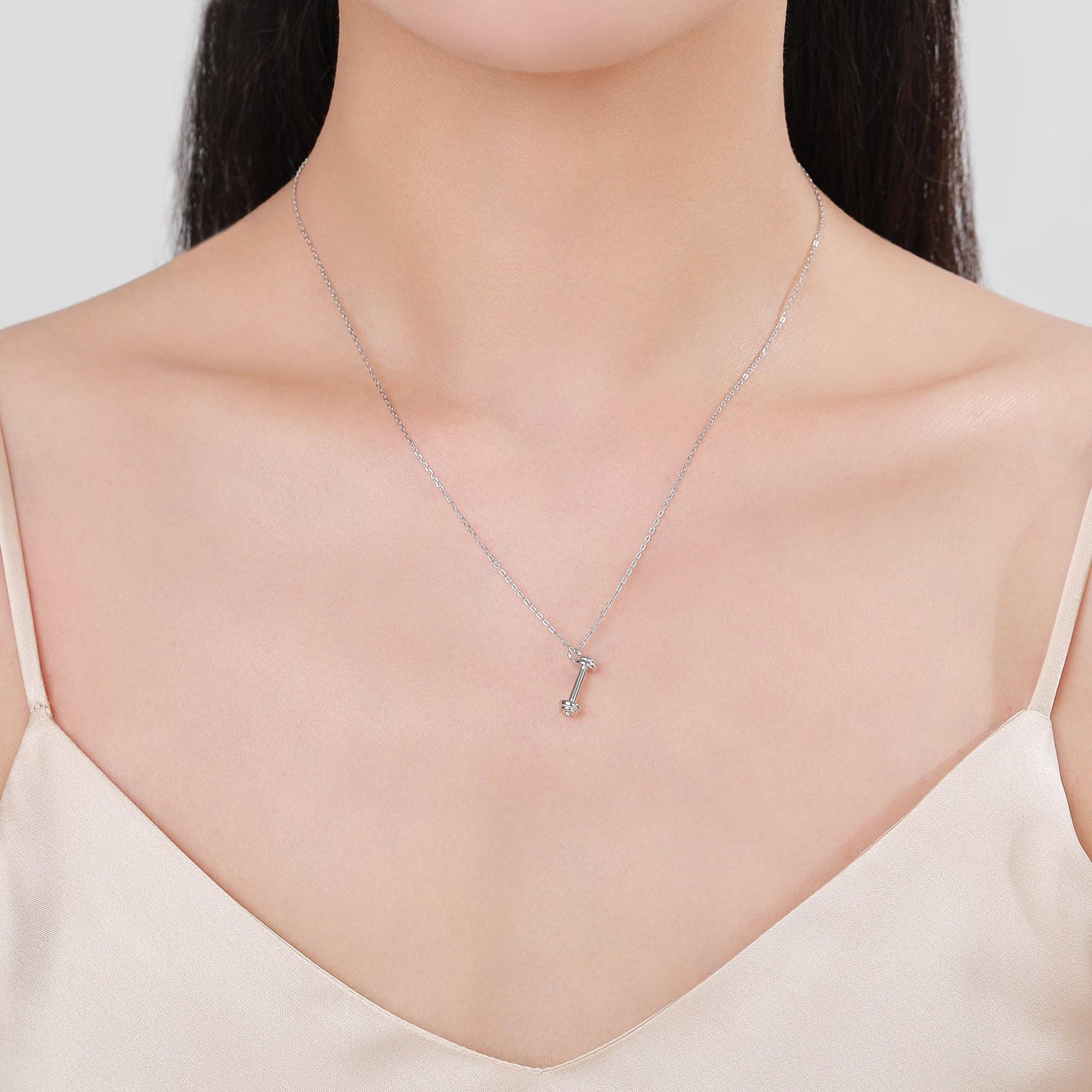 Tiny Dumbbell Pendant Necklace in Sterling Silver, Silver, Gold or Rose Gold Finish, Delicate Dumbbell Weight Necklace