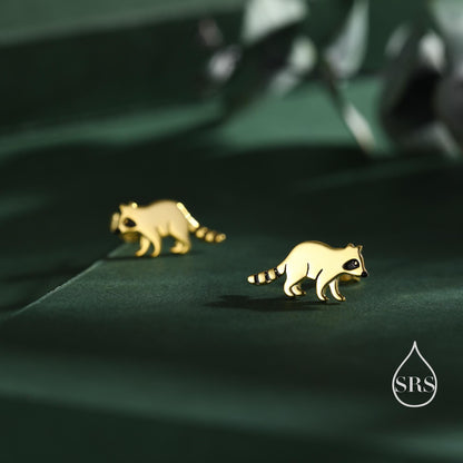 Very Cute Racoon Stud Earrings in Sterling Silver - Silver or Gold Finish - Racoon Bear Earrings - Cute Animal Earrings - Fun and Whimsical