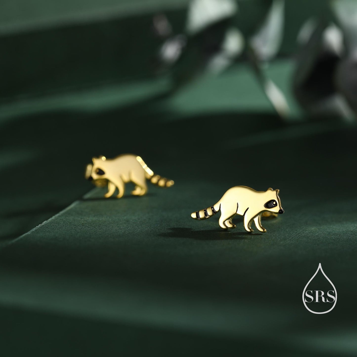 Very Cute Racoon Stud Earrings in Sterling Silver - Silver or Gold Finish - Racoon Bear Earrings - Cute Animal Earrings - Fun and Whimsical