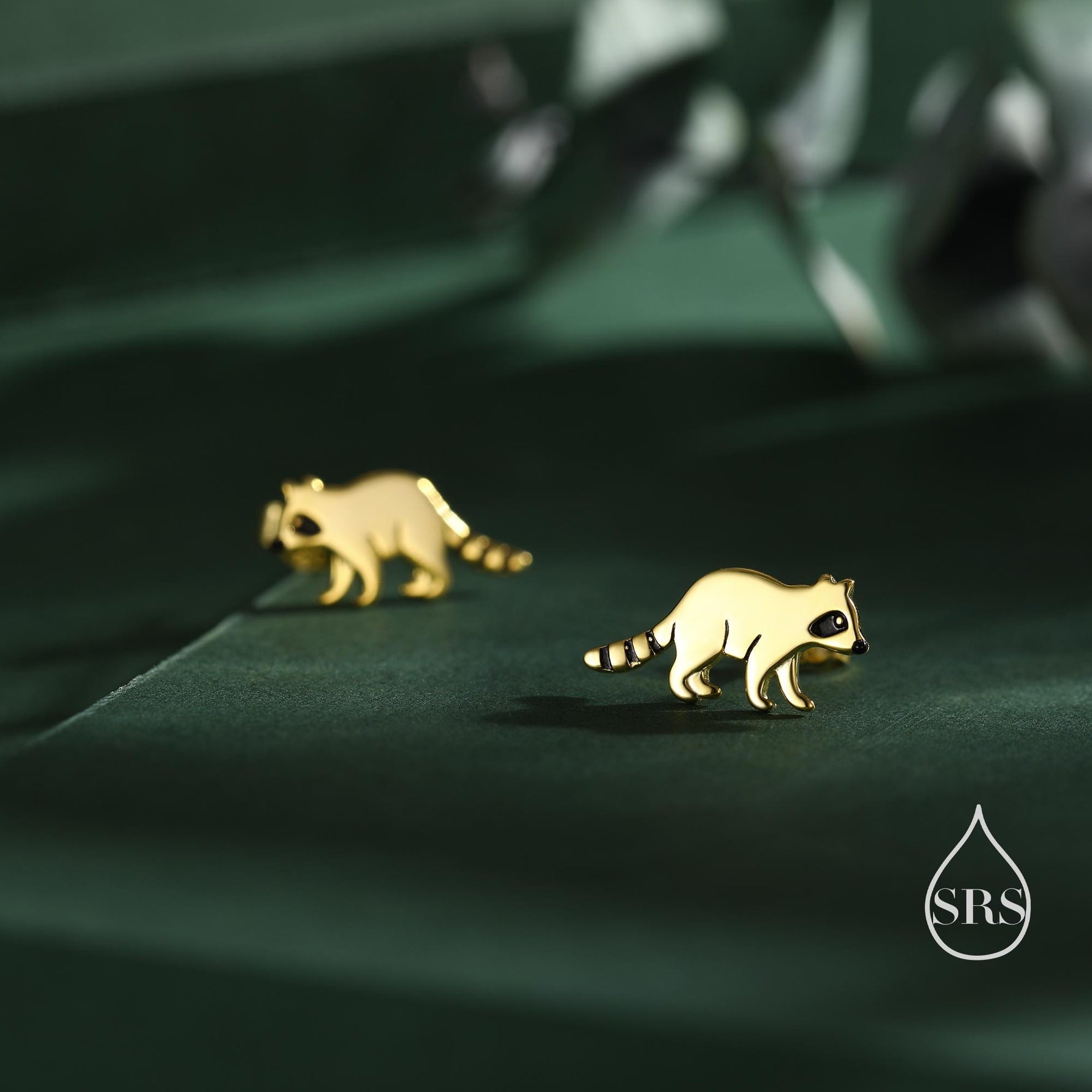 Very Cute Racoon Stud Earrings in Sterling Silver - Silver or Gold Finish - Racoon Bear Earrings - Cute Animal Earrings - Fun and Whimsical