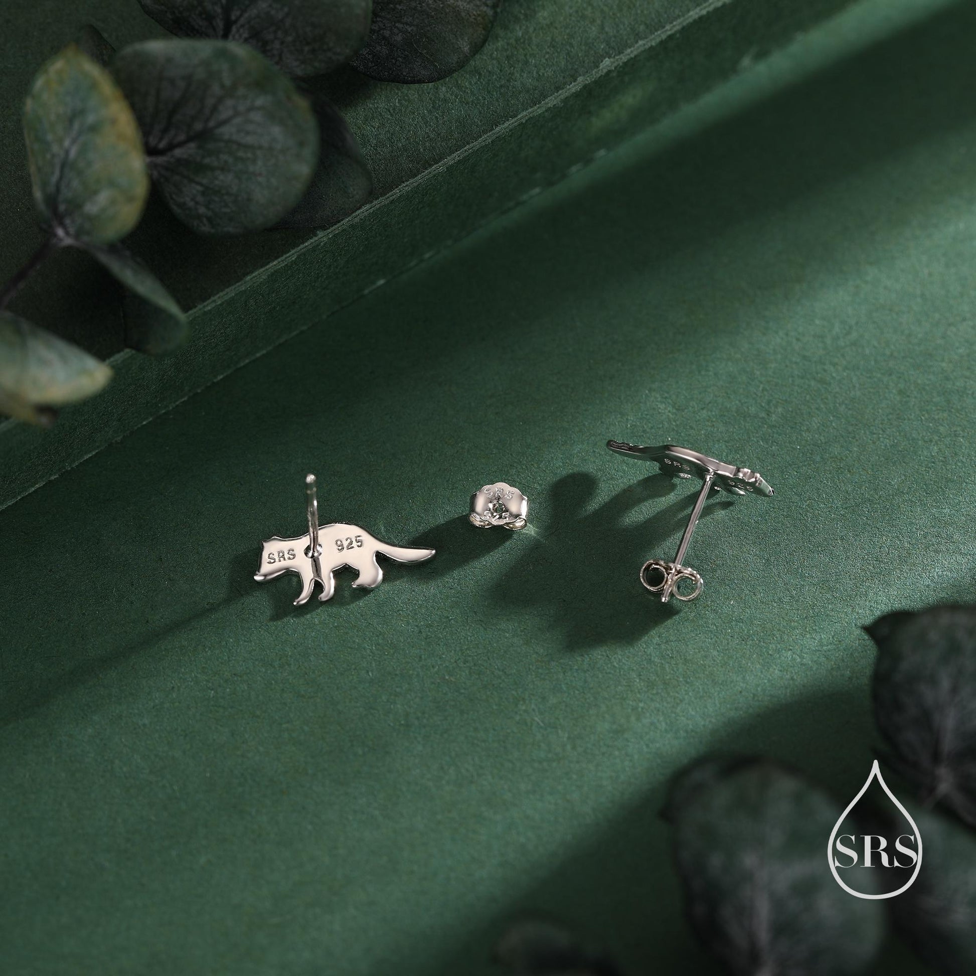 Very Cute Racoon Stud Earrings in Sterling Silver - Silver or Gold Finish - Racoon Bear Earrings - Cute Animal Earrings - Fun and Whimsical
