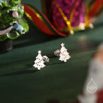 Tiny Christmas Tree Stud Earrings in Sterling Silver, Two Finishes Available, Tiny Xmas Tree Earrings, Christmas Earrings