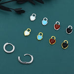 Opal/Onyx Heart Charms for Huggie Hoops, Detachable Genuine Onyx Heart Charms, Lab Created White/Blue Opal Charms for Hoops, Red/ Black Onyx