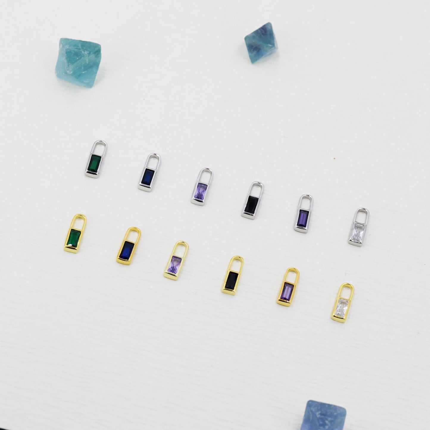 Baguette CZ Charms for Huggie Hoops in Sterling Silver, Silver or Gold, Minimalist Hoop Charms, Detachable Charms for Hoop Earrings