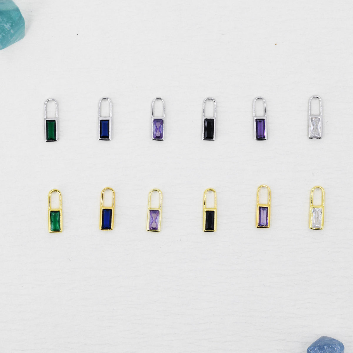Baguette CZ Charms for Huggie Hoops in Sterling Silver, Silver or Gold, Minimalist Hoop Charms, Detachable Charms for Hoop Earrings