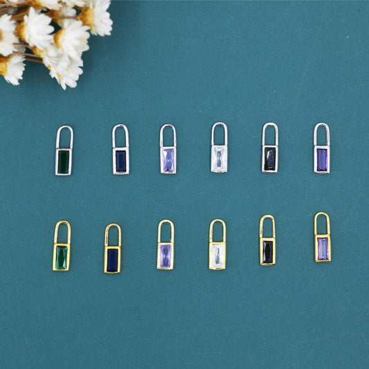 Baguette CZ Charms for Huggie Hoops in Sterling Silver, Silver or Gold, Minimalist Hoop Charms, Detachable Charms for Hoop Earrings