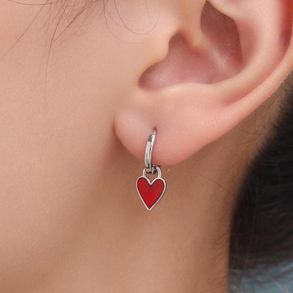 Enamel Heart Charms for Huggie Hoops in Sterling Silver, Detachable Heart Charms for Hoop Earrings, Heart Charms