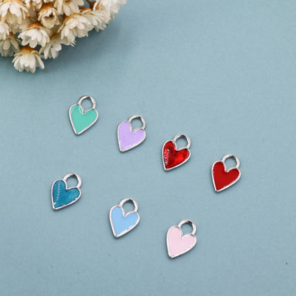 Enamel Heart Charms for Huggie Hoops in Sterling Silver, Detachable Heart Charms for Hoop Earrings, Heart Charms