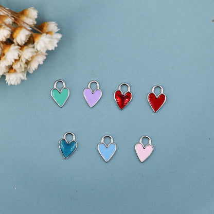 Enamel Heart Charms for Huggie Hoops in Sterling Silver, Detachable Heart Charms for Hoop Earrings, Heart Charms