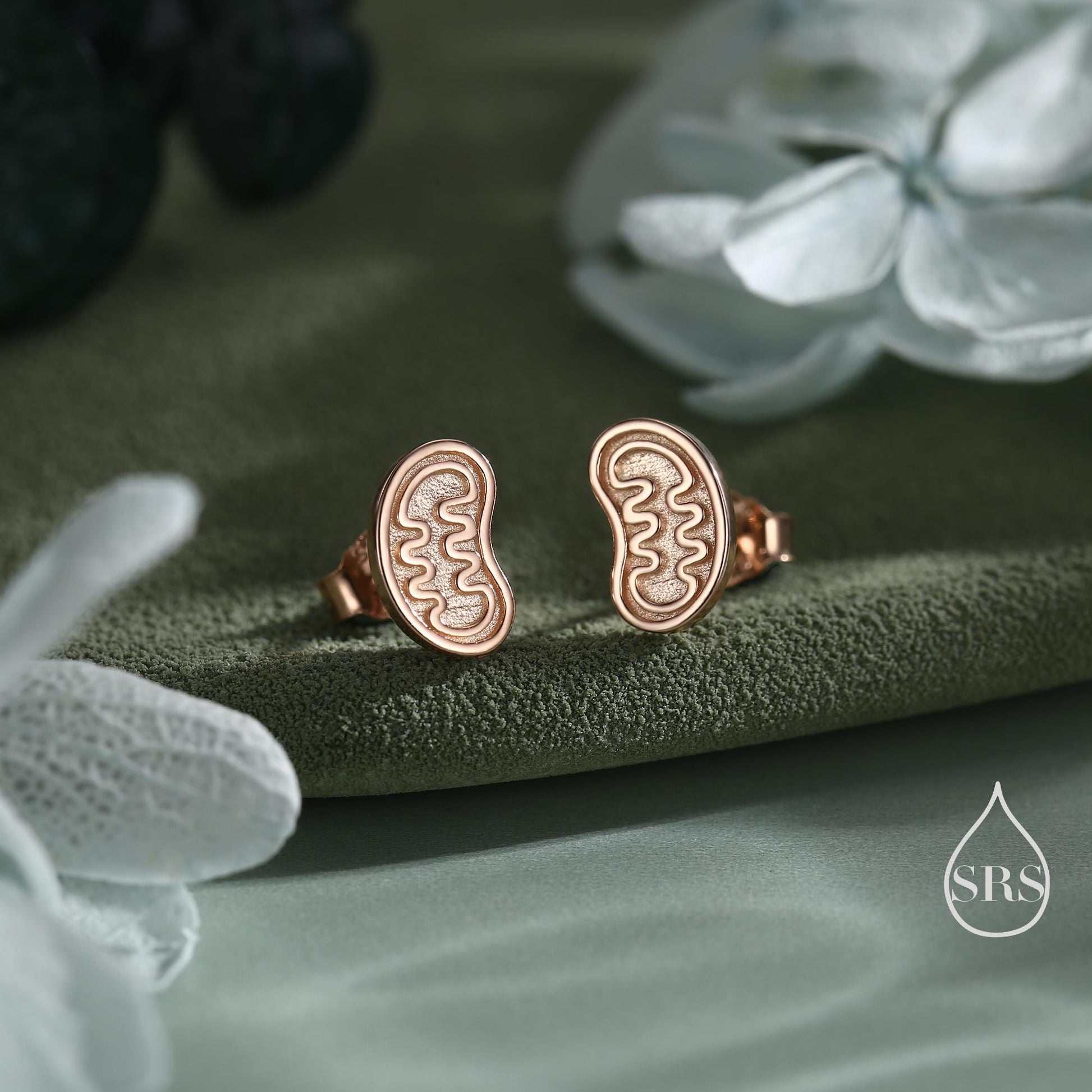 Sterling Silver Mitochondria Stud Earrings, Available in Silver, Gold or Rose Gold Finish, Cute Fun Quirky, Gift for Her, Science Insipred