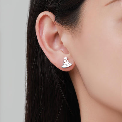 Tiny Witch Hat Stud Earrings in Sterling Silver, Silver, Gold or Rose Gold, Small Halloween Earrings