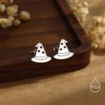 Tiny Witch Hat Stud Earrings in Sterling Silver, Silver, Gold or Rose Gold, Small Halloween Earrings