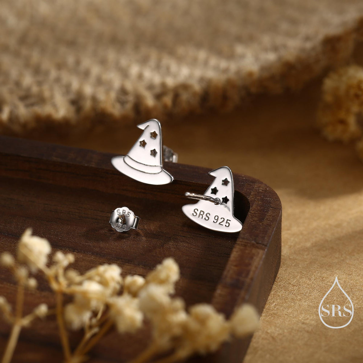 Tiny Witch Hat Stud Earrings in Sterling Silver, Silver, Gold or Rose Gold, Small Halloween Earrings